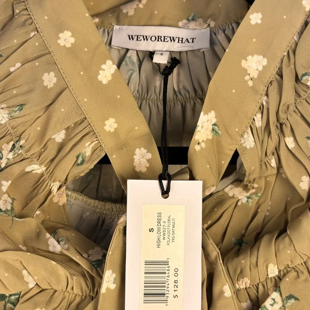 WeWoreWhat Green Floral High-Low Ruffle Maxi Dress Size S Feminine Cottagecore - Picture 5 of 13